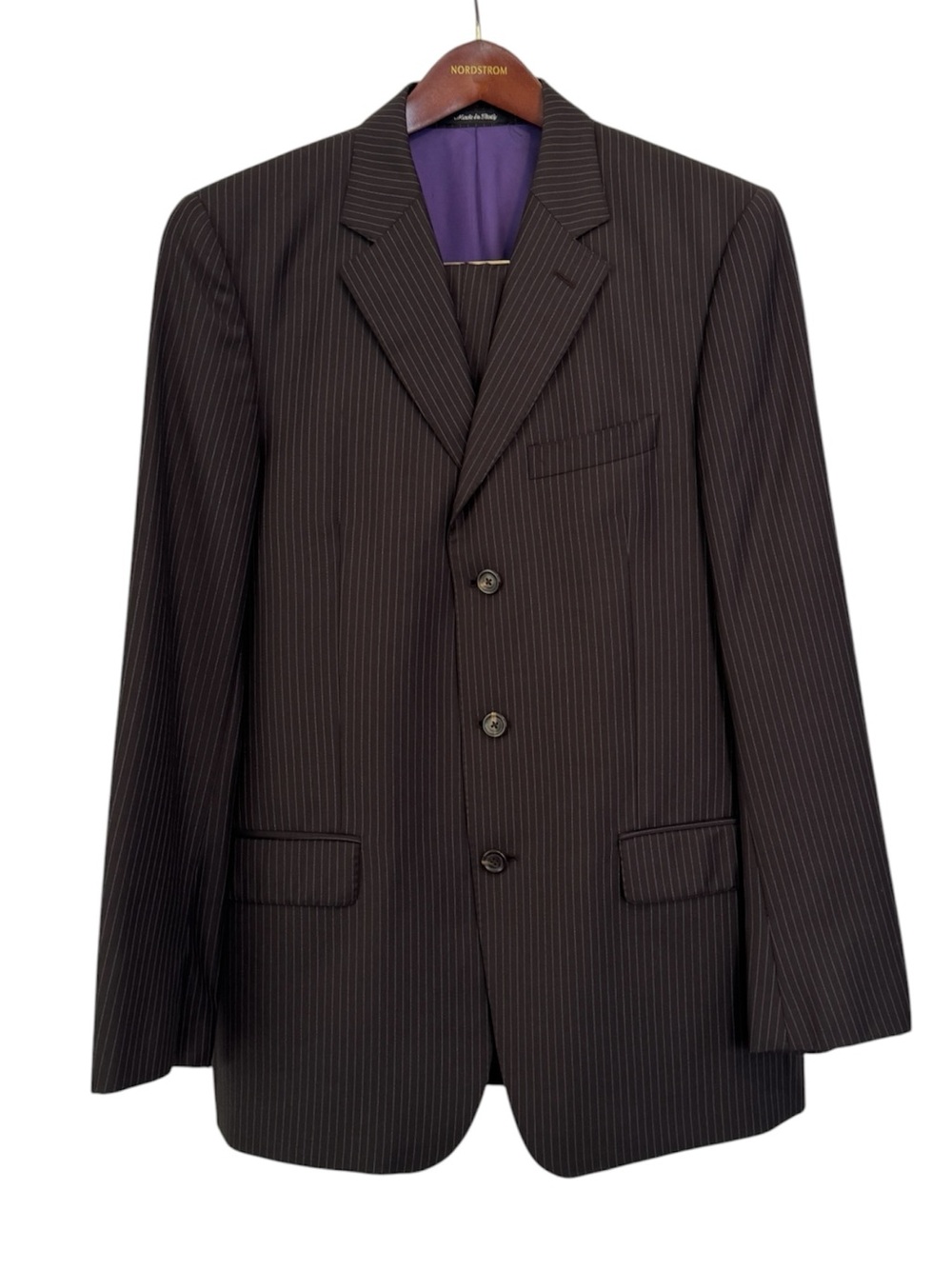 Paul Smith "The Westbourne" Brown Pinstripe Wool 2-piece Suit 40 L  32 / 33